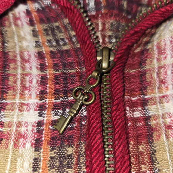 Liz & Me Womens 2X Zip Up Jacket Plaid Jacquard Colorful Knit Bohemian Cozy Fall - Picture 4 of 12